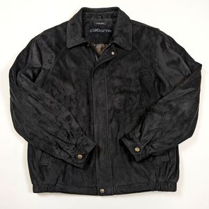 Vintage Claiborne Men's Sueded Jacket, Large, Black Bomber Coat